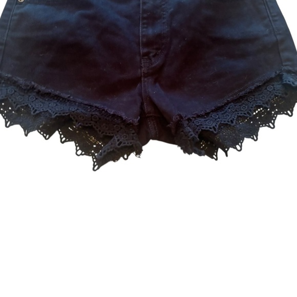 Free People Black High Waist Lace Shorts Size 26 - Picture 4 of 10
